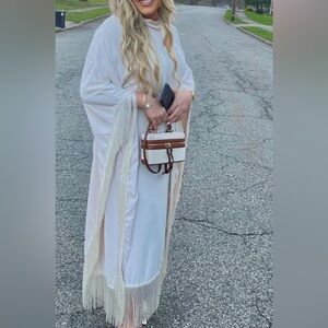 Beige Fringe Kaftan